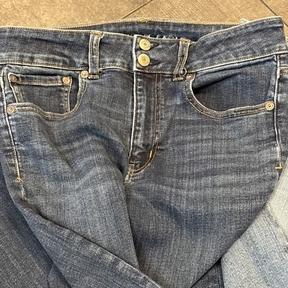 Lot Of 2 Women American Eagle Denim Jeans Hi Rise Artist Flare SZ 8 Boyfriend - Picture 2 of 12